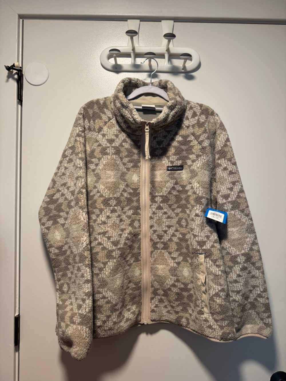 Columbia Beige & Cream Patterned Fleece Jacket